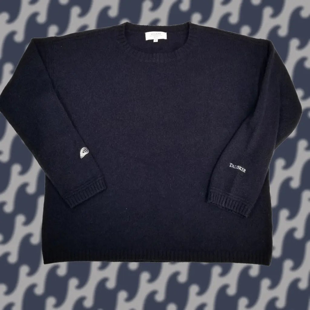 La Ligne Sweater Men's 1XL Navy Blue 100% Cashmere Crew Neck Talisker Sleeve, Men's