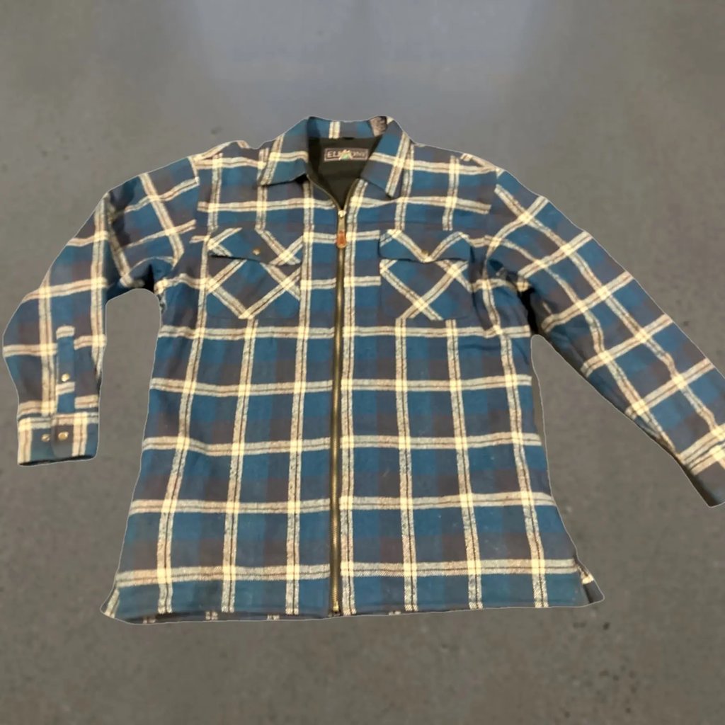 Vintage Elkmont Quilted Lined Plaid Blue Flannel Hooded Button-Up Shirt Xx L Men Multicolor Heavy, Men's (Size Xxl)