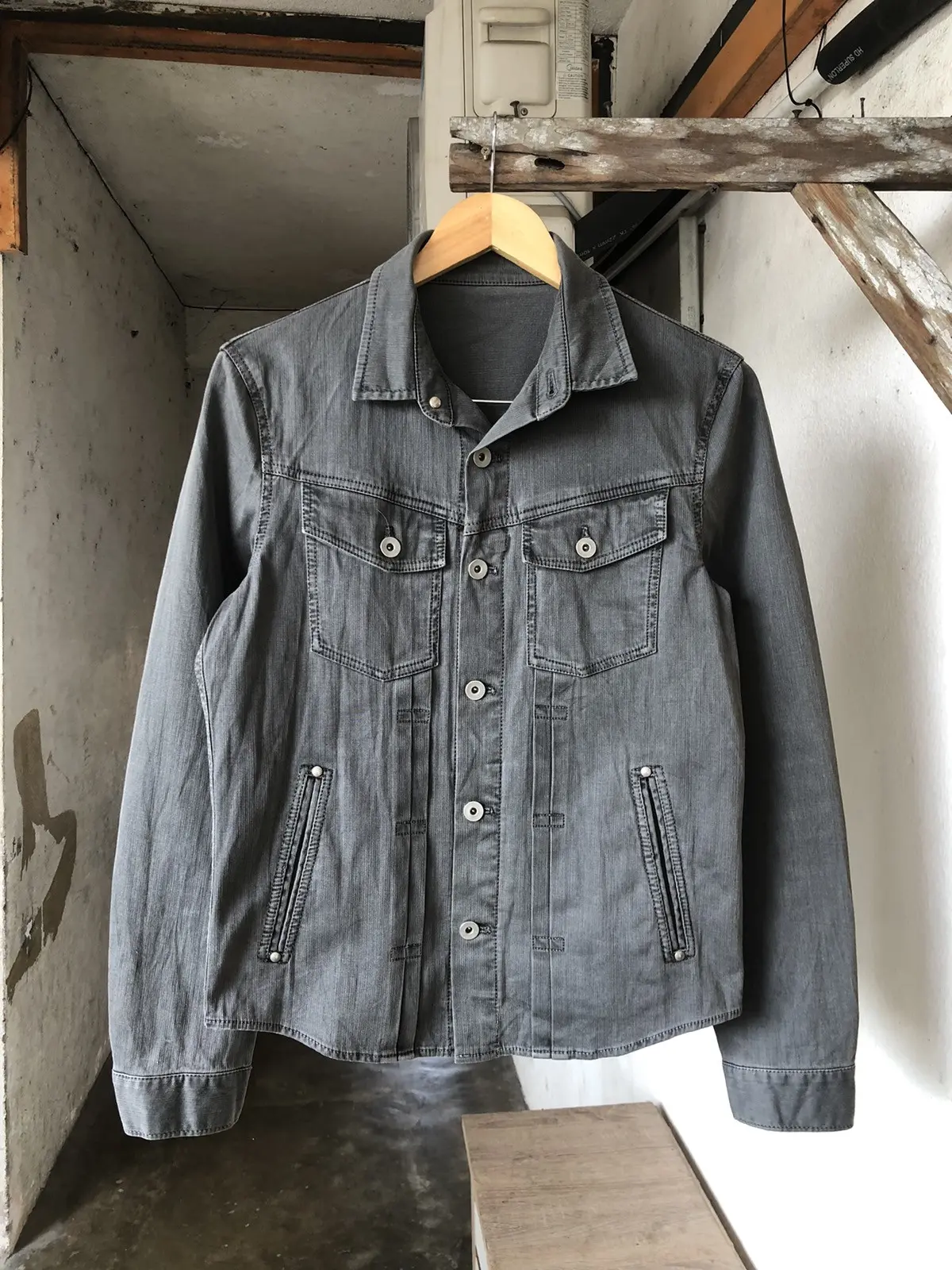 Nice Design Abahouse Smoke Grey Denim Jacket, Men's (Size Medium)