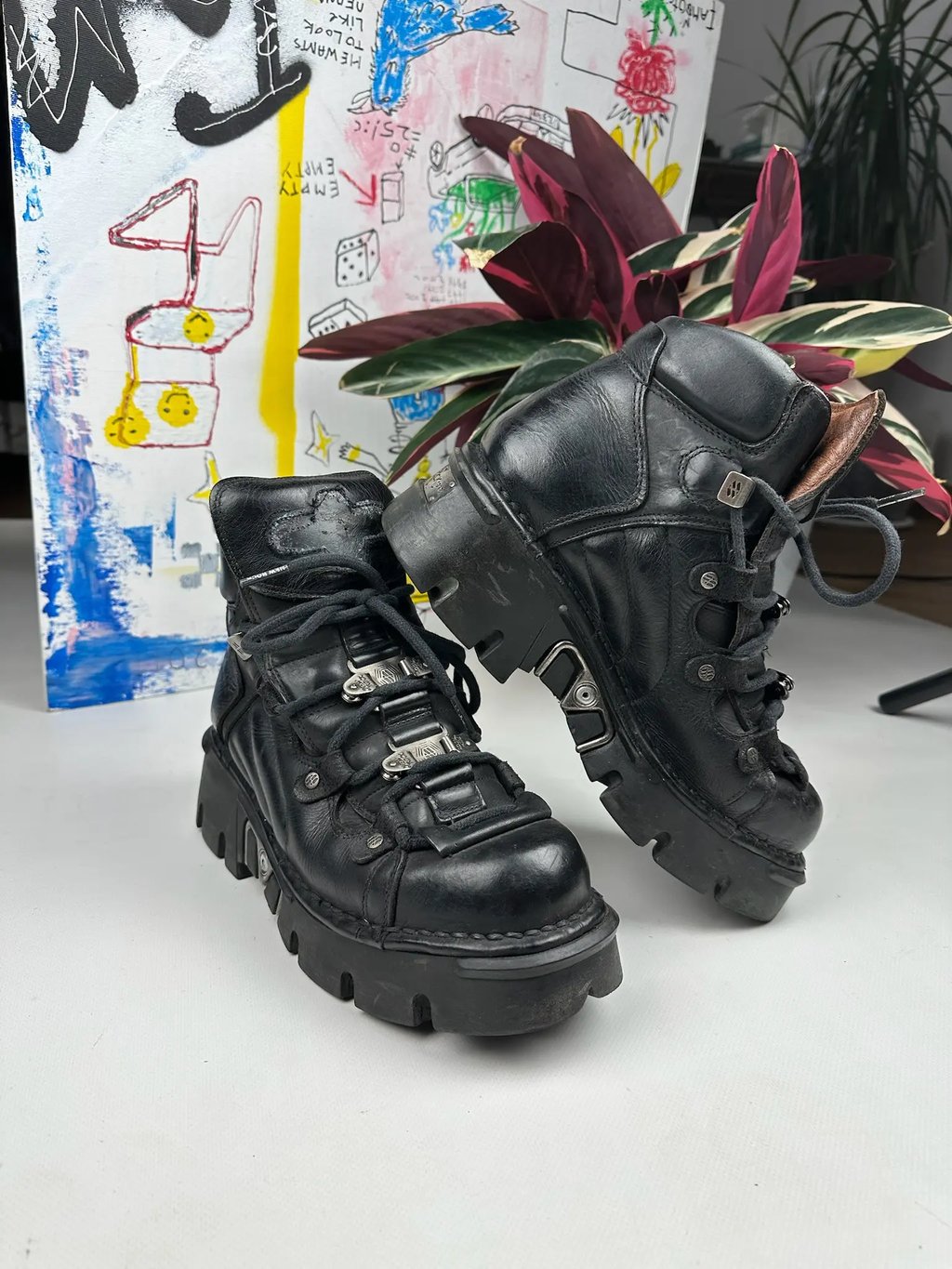 Vintage New Rock Boots Gothic 41 Y2K in Black, Men's (Size 8)
