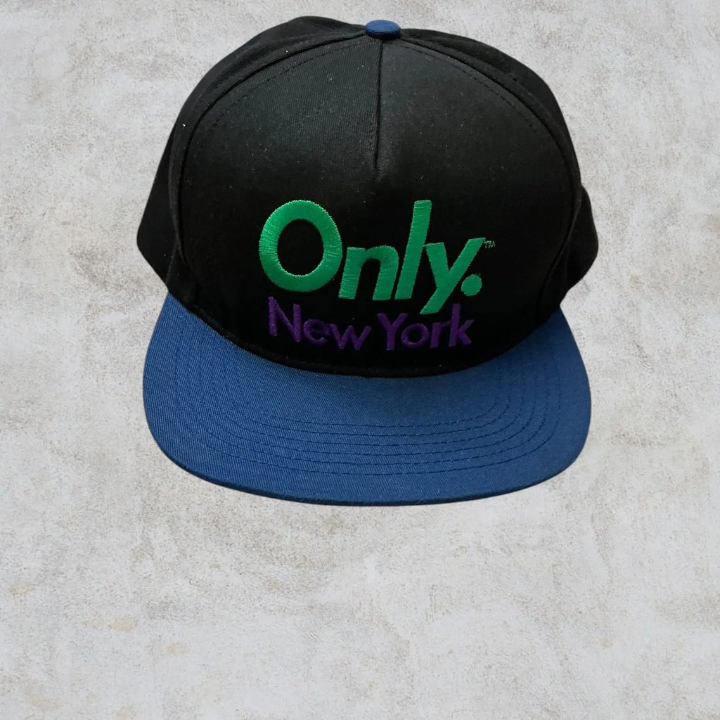 Only NY Logo 5-Panel Snapback Hat Black Blue Made In Usa, Men's