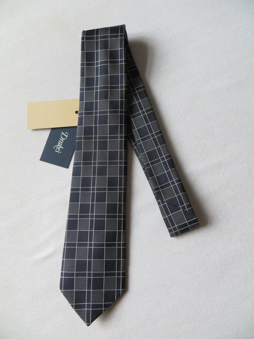 Blue Square Shape Silk Tie, Men's