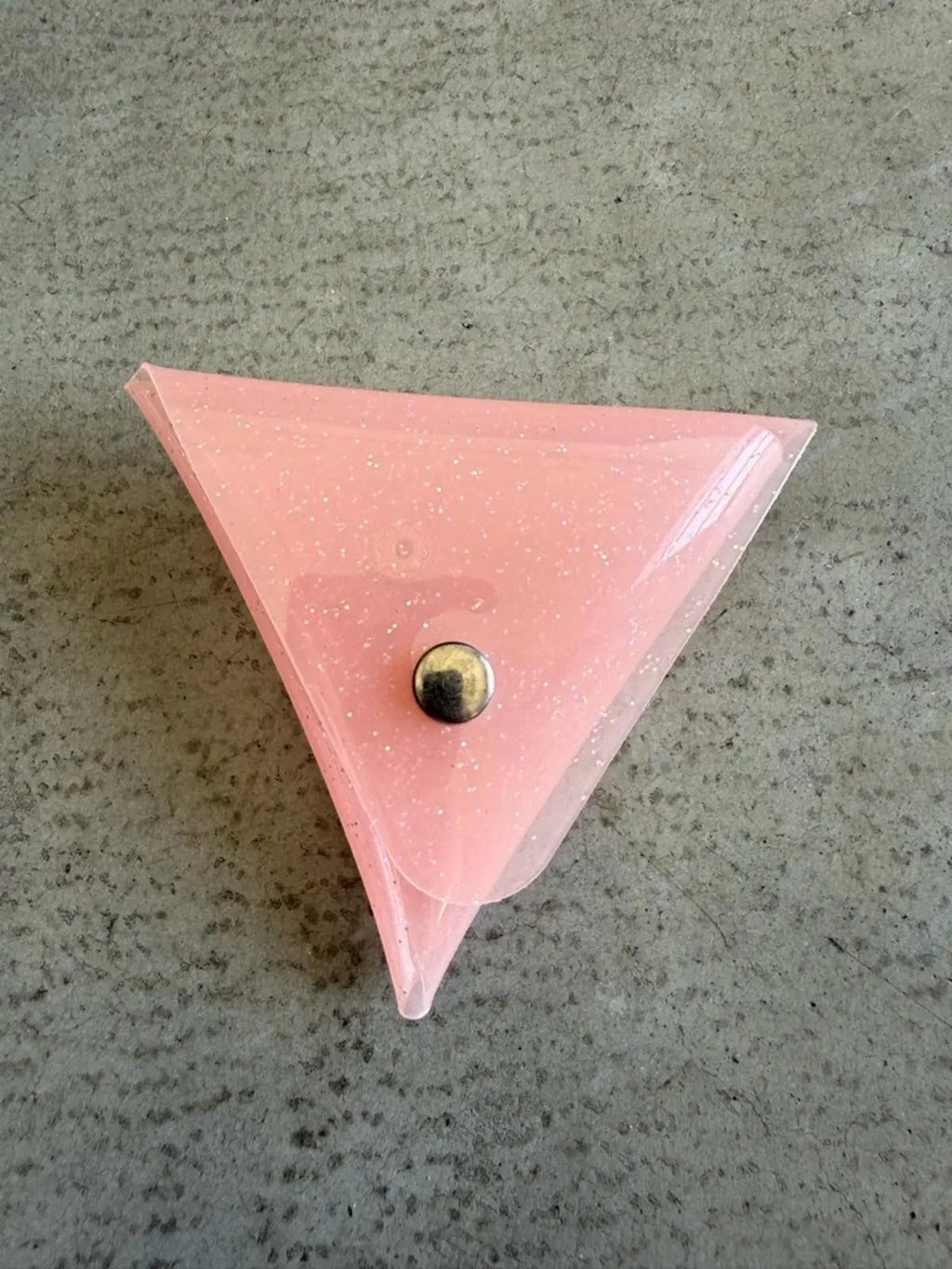 Pink Glitter Triangle Coin Pouch / Mini Snap Storage Case, Women's
