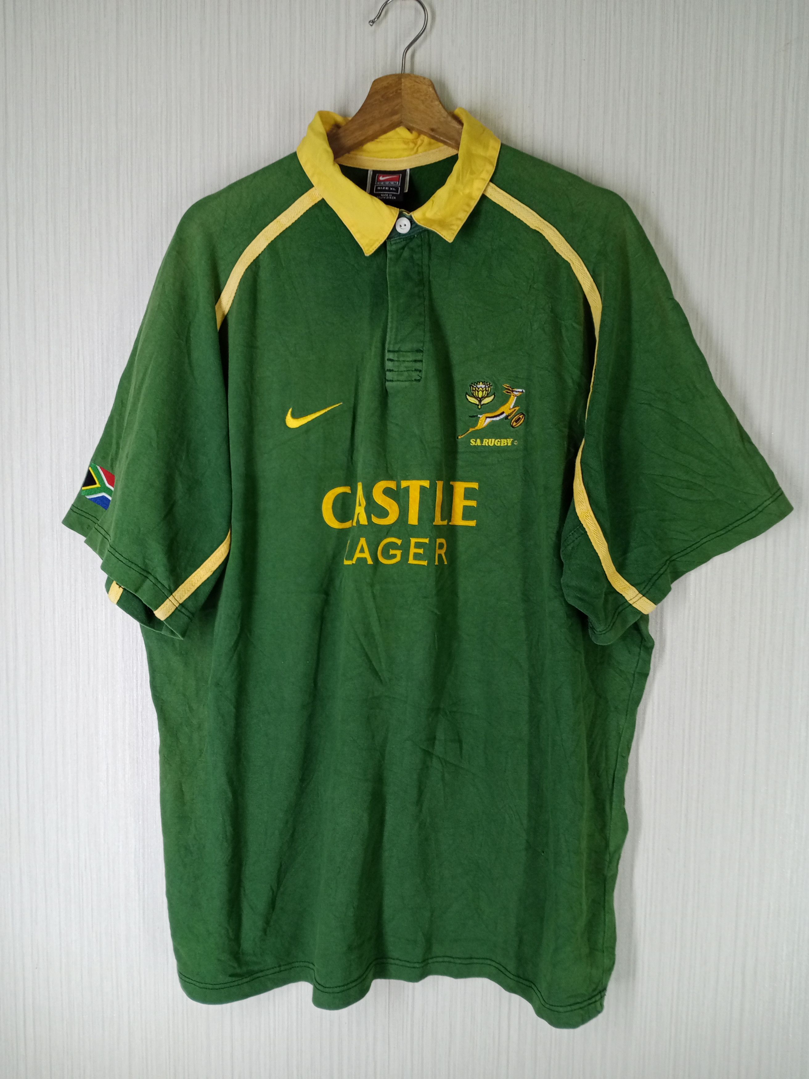 Nike Team South Africa Castle Lager Rugby Jersey in Green, Men's (Size XL)