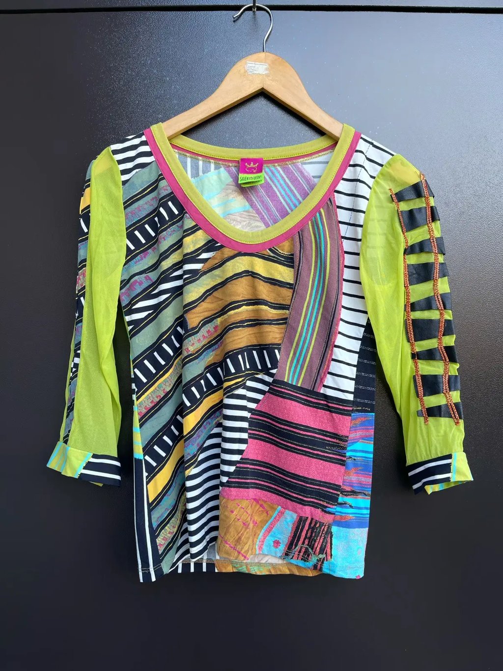 Y2K Vintage Save The Queen Color Block Striped Top, Women's
