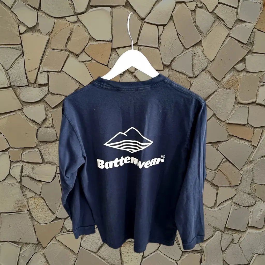 Battenwear Long Sleeve Shirt Mens Small Blue Cotton Made In Usa, Men's
