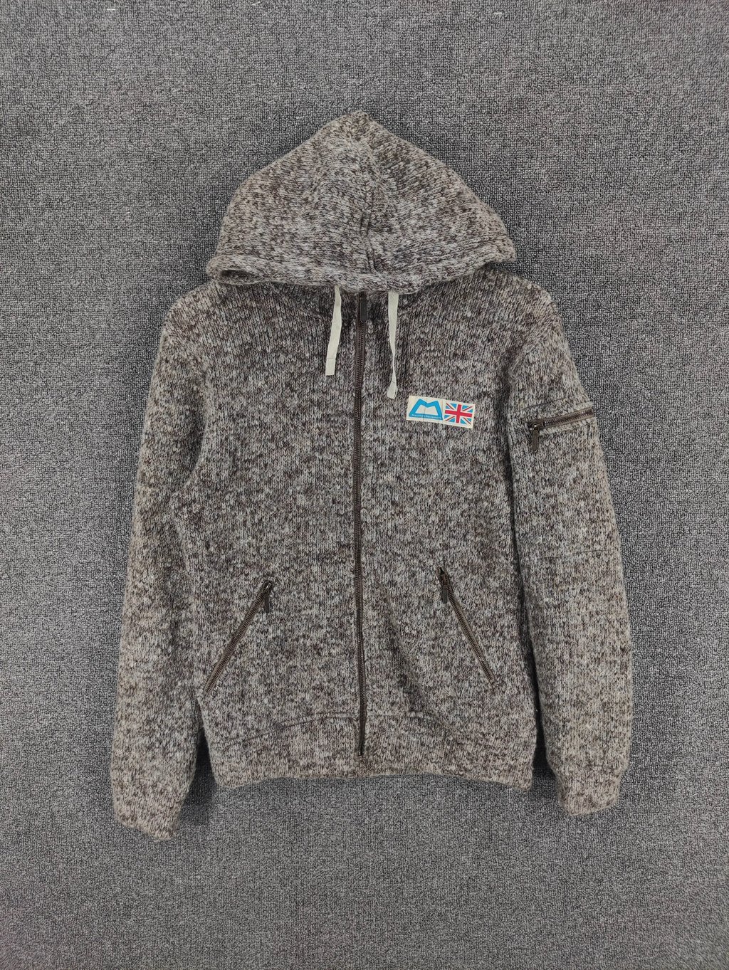 Vintage Mountain Equipment Knit Sweater Hoodie Zipper in Gray, Women's
