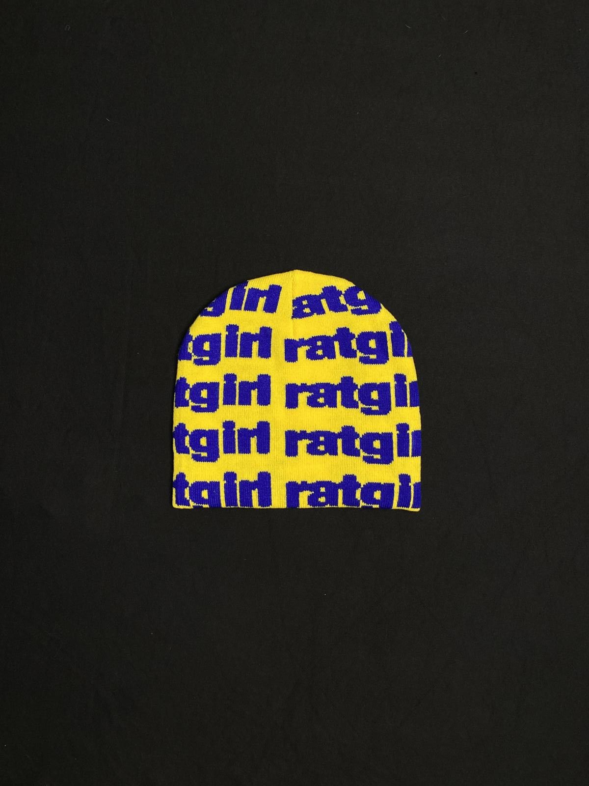 Deadstock Stray Rats Ratgirl Skully No Cuff Beanie Yellow, Men's