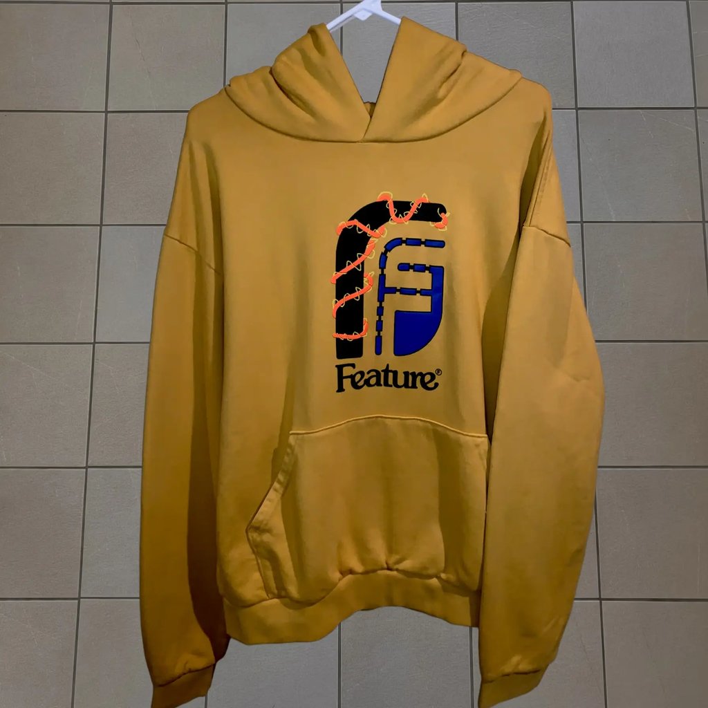 Feature Hoodie Men’s S Yellow Oversized Street Fashion Skate All Is Good, Men's