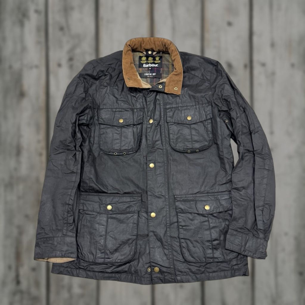 Barbour Beaufort Wax Waterproof Bomber Jacket Men Medium Black Casual All Seasons