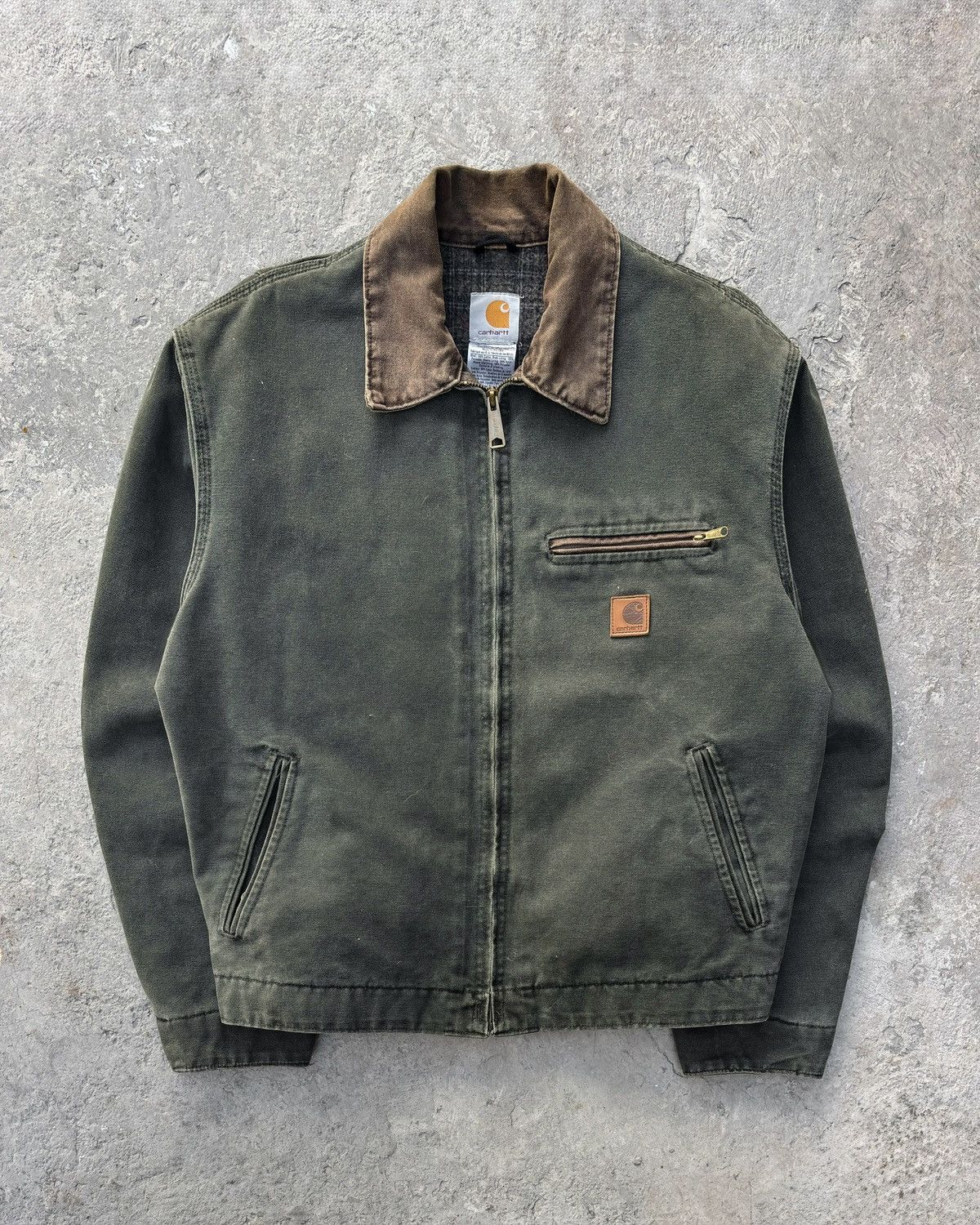 2004 Faded Mos Green Vintage Carhartt Detroit Jacket J97 Mos, Men's (Size Large)