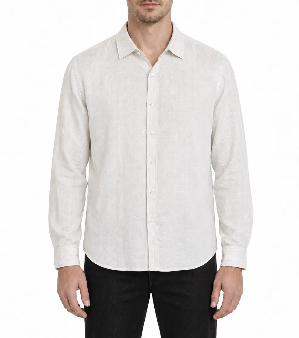 Blue Coast Yachting Linen Long Sleeve Shirt Beige Top, Men's (Size Xl)