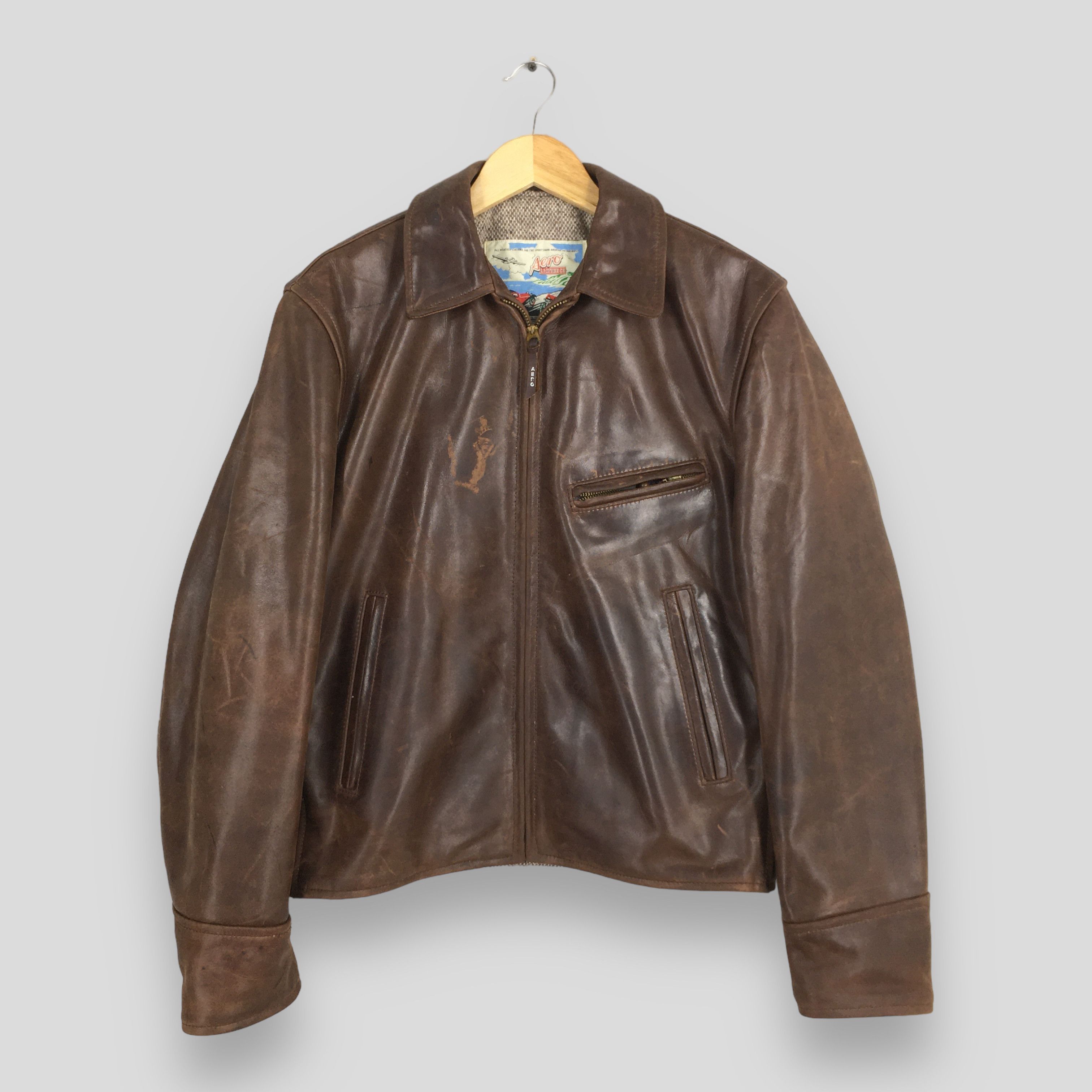 Aero Leathers Vintage 80's Aero Leather Steerhide Nyc Punk Jacket Medium in Brown, Men's