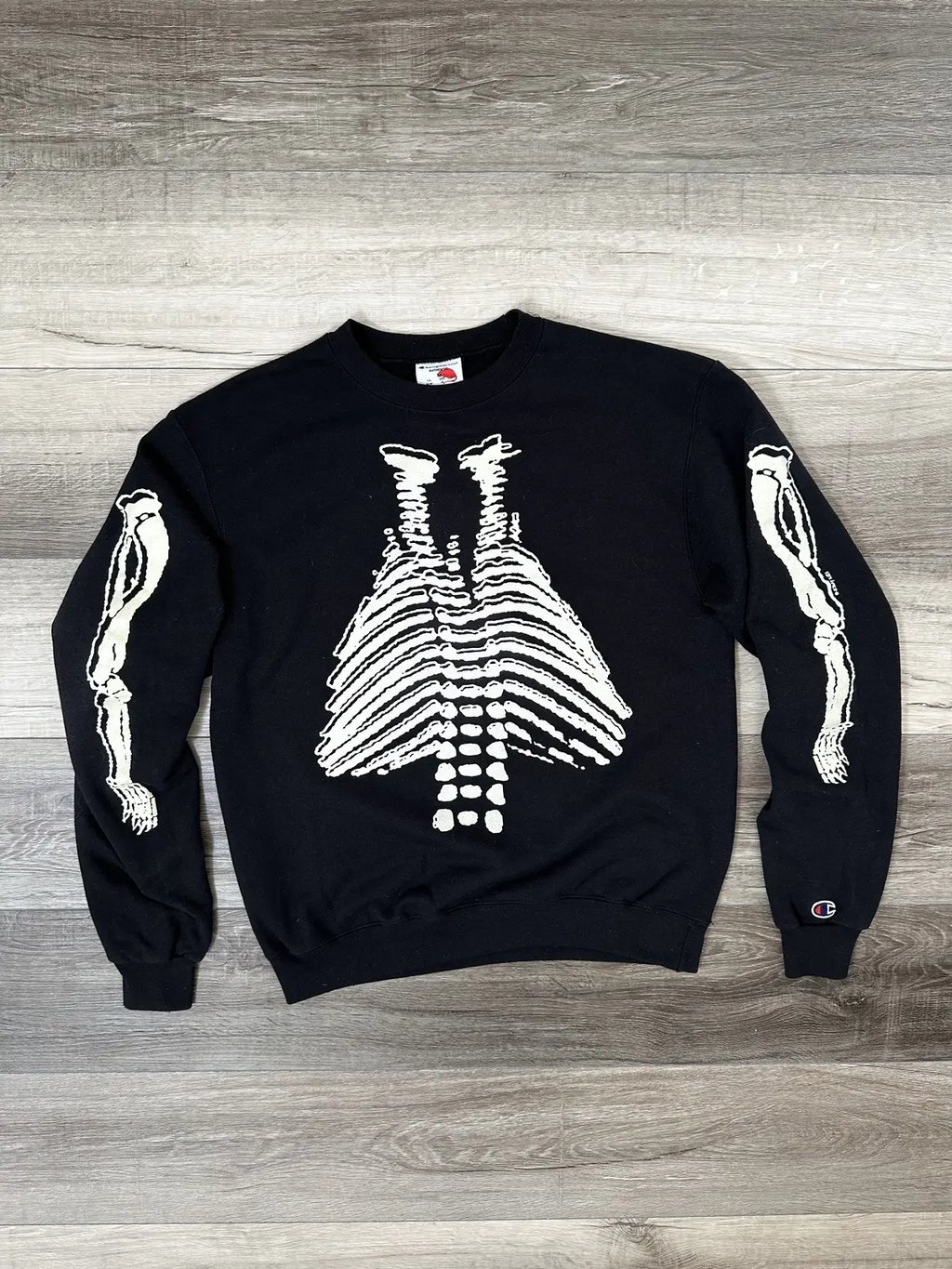 Stray Rats Black Skeleton Bones Crewneck Sweatshirt Sr, Men's (Size M)