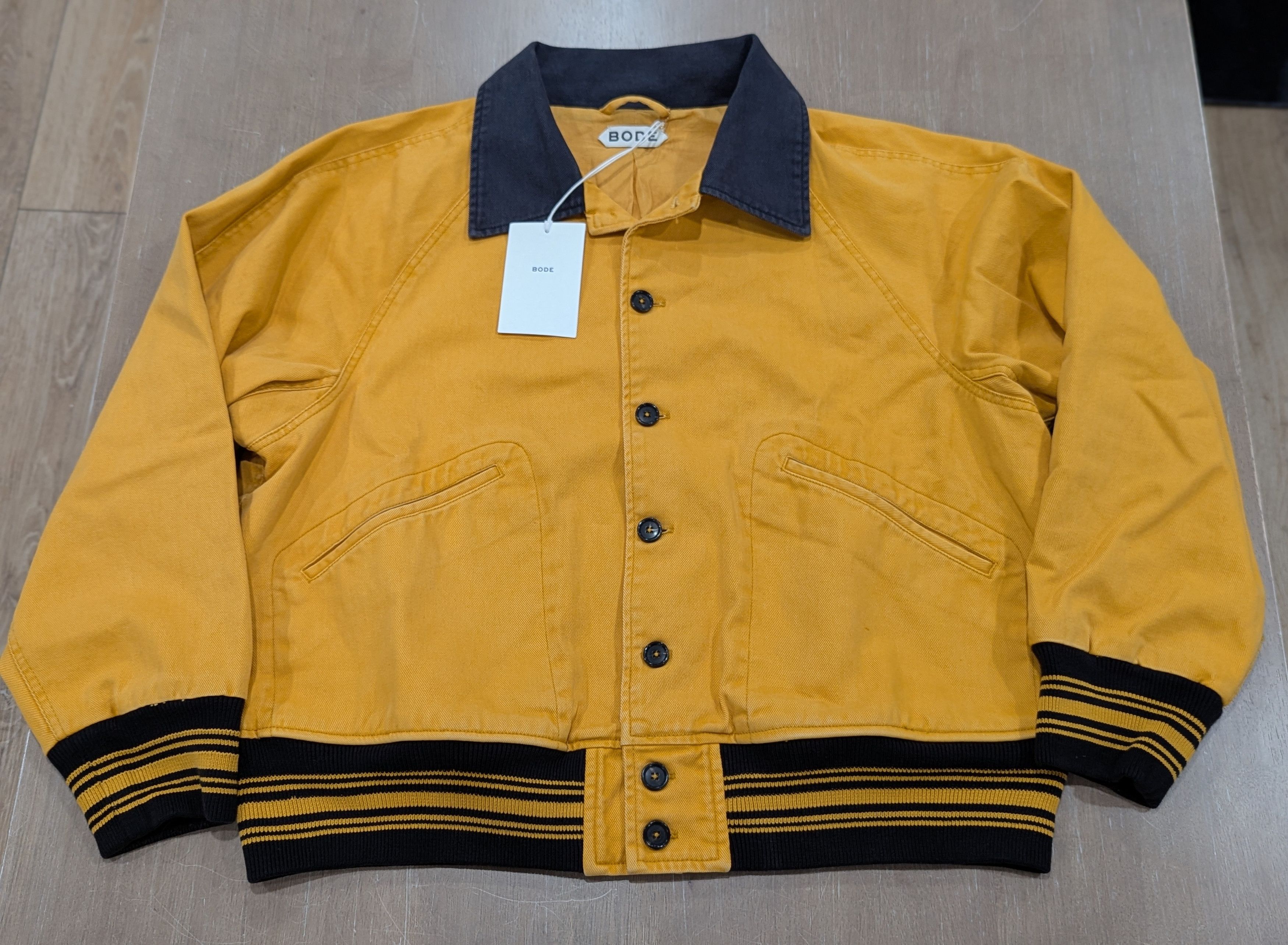Bode "banbury" Cotton Twill Jacket Yellow/black Xl, Men's