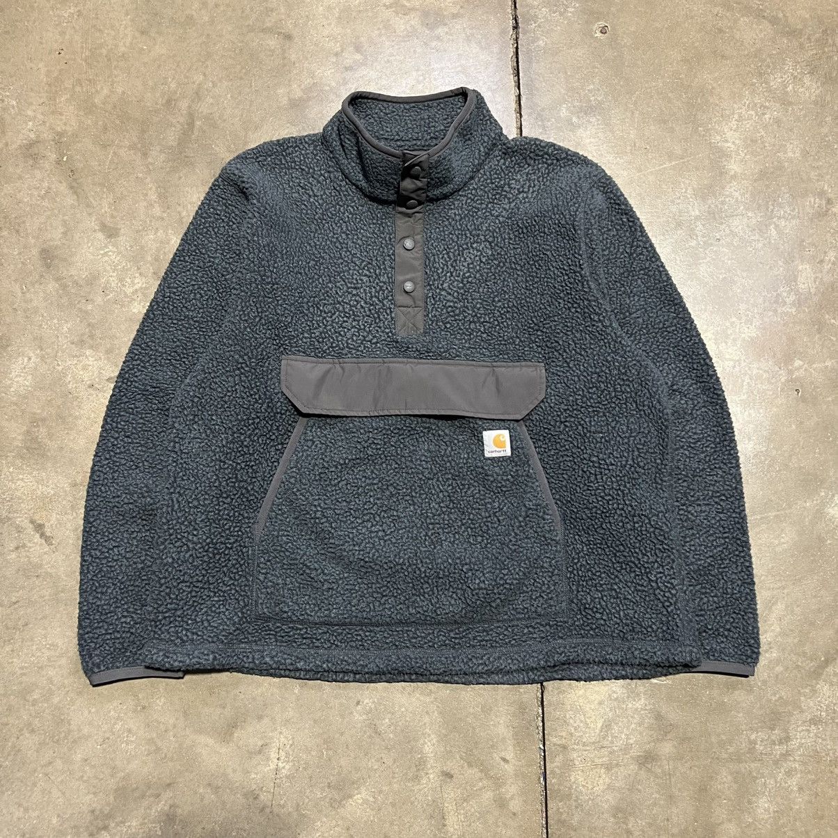 Carhartt Fleece Pullover Sweatshirt Jacket Deep Pile Outdoor in Grey, Men's (Size Large)