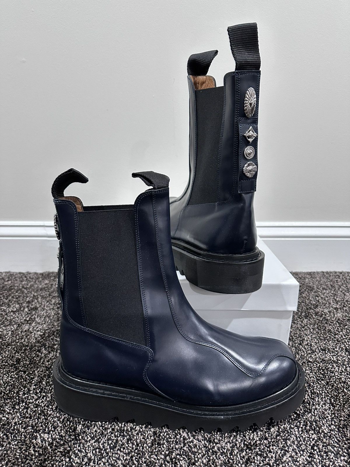 Toga Virilis Ssense Exclusive Navy Calfskin Chelsea Boots in Blue, Men's (Size 12)
