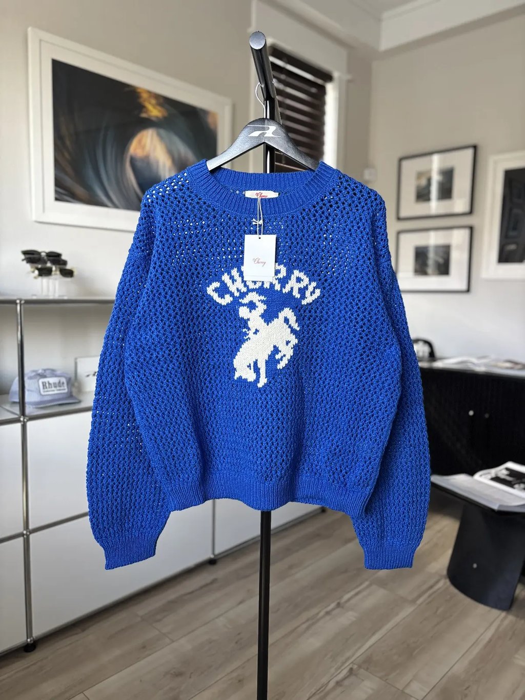 Cherry La | Cowboy Horse Knit Logo Sweater in Blue, Men's