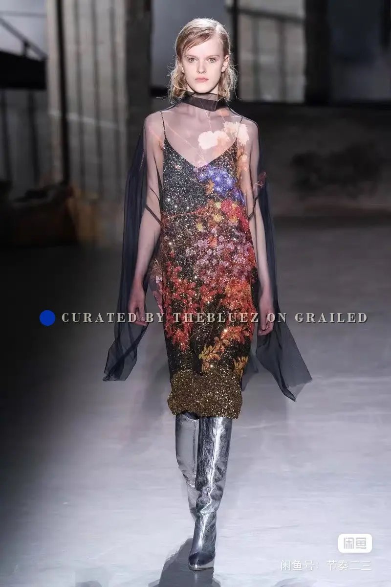 Dries Van Noten Runway Sequin Dress in Silver, Women's