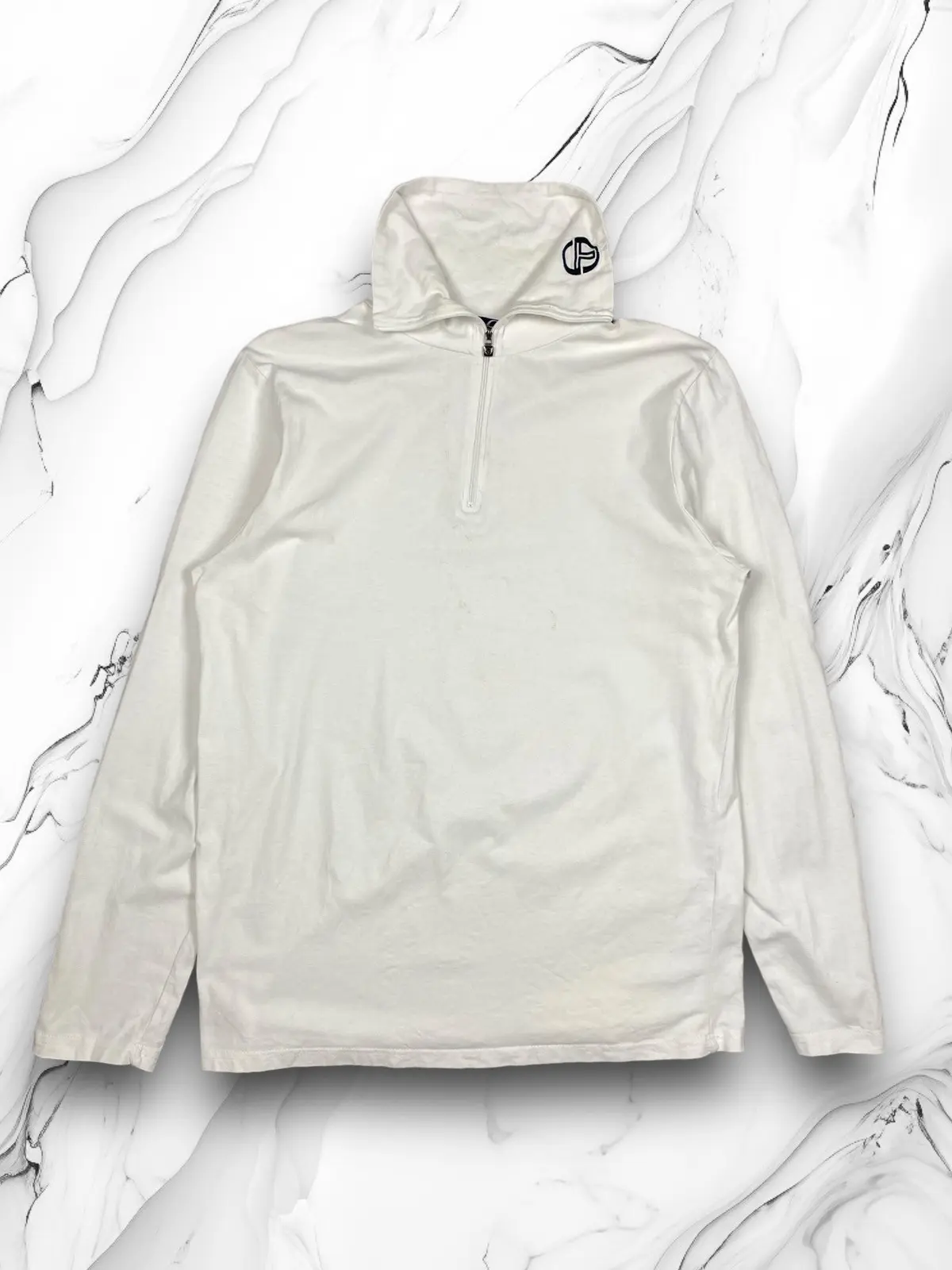 Vintage Sergio Tacchini High Necklong Sleeve Shirt in White, Men's (Size 2XL)