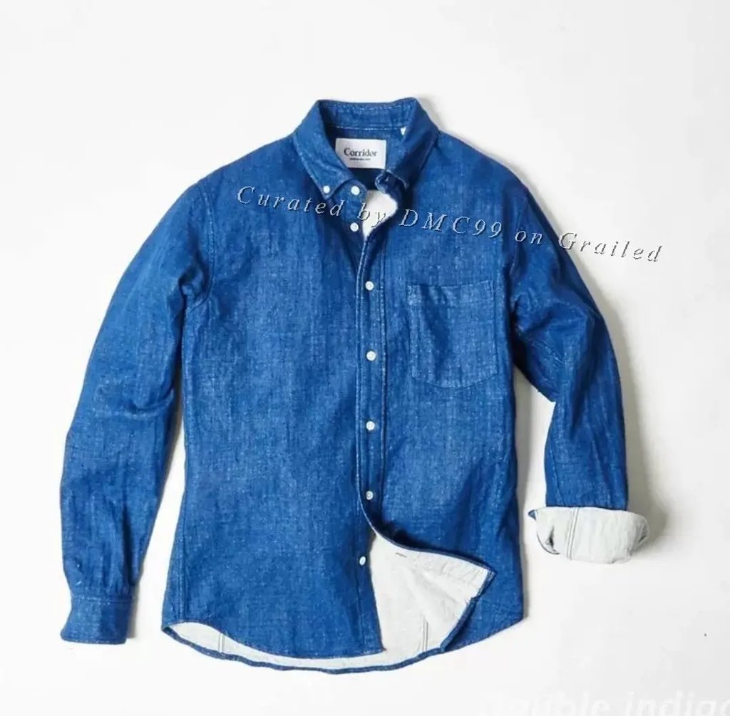 Corridor Indigo Denim Long-Sleeve Shirt in Blue, Men's