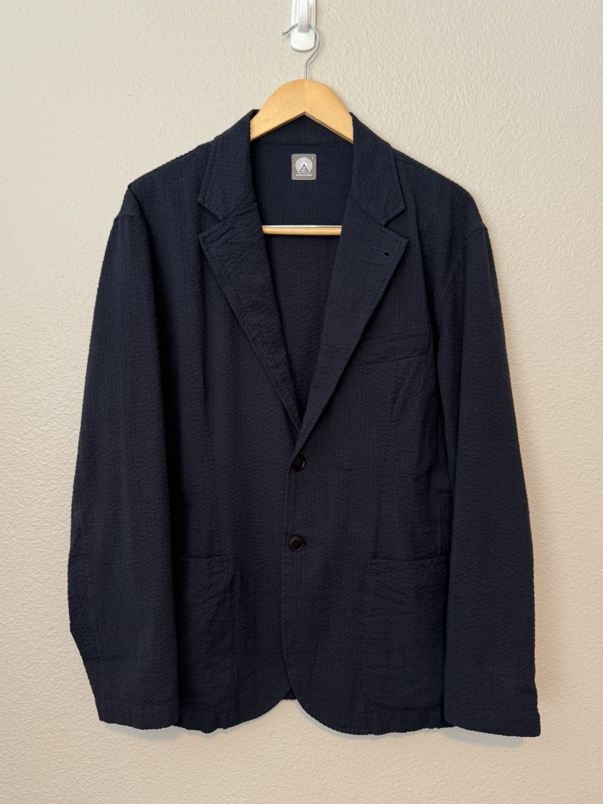 18 East Costa Blazer - "midnight Navy" Cotton Seersucker in Blue, Men's (Size Large)