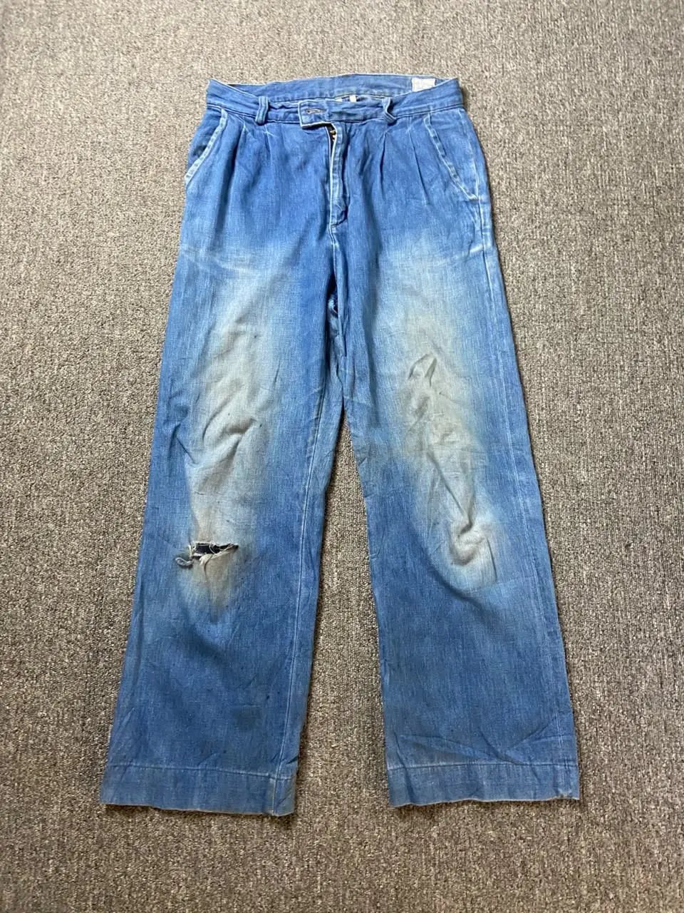 Vintage Orslow Light Washed Wide Leg Denim Jeans (237) in Blue, Men's (Size 28)