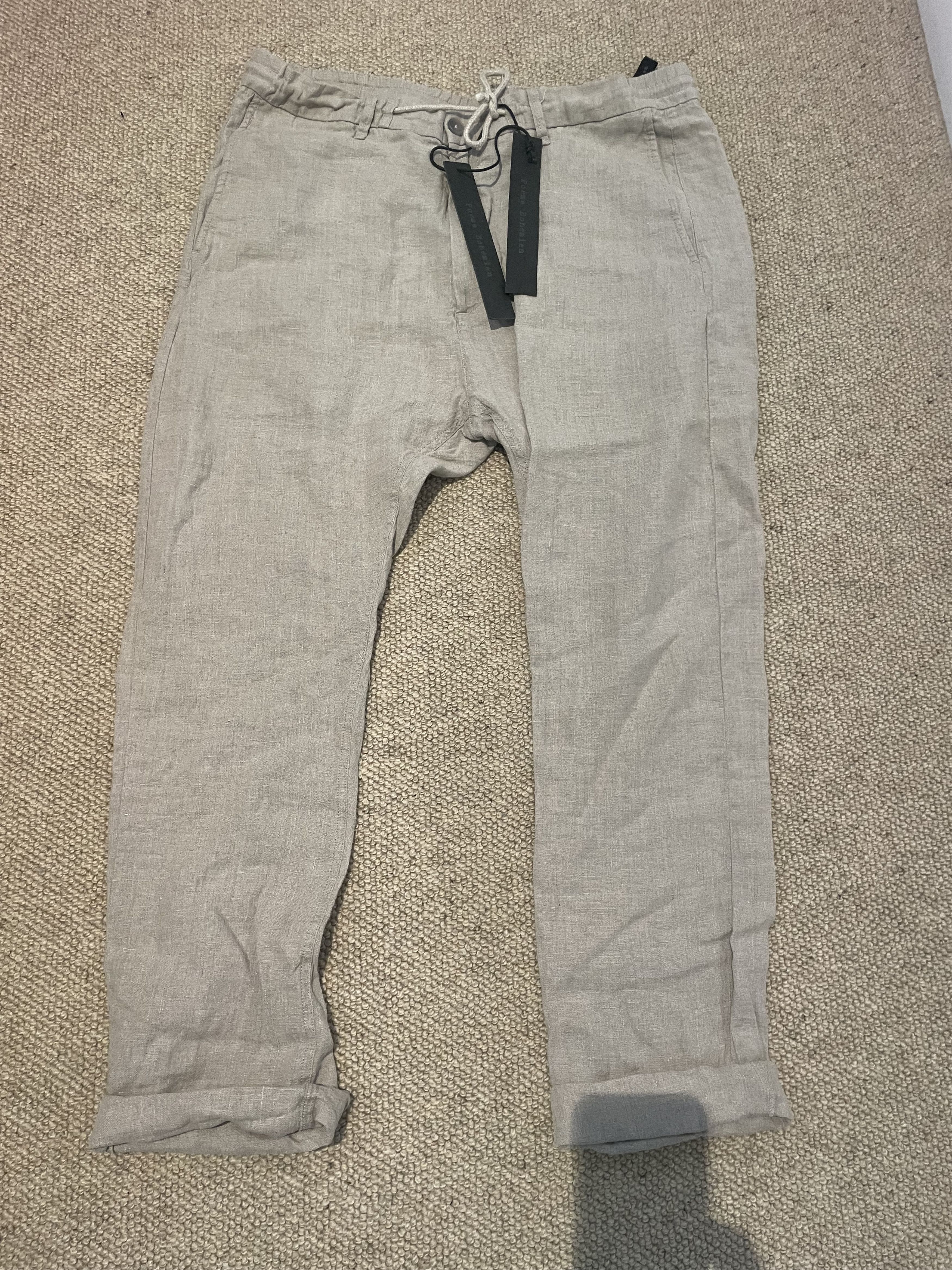 Poeme Bohemian Linen Pants in Beige, Men's (Size 34)