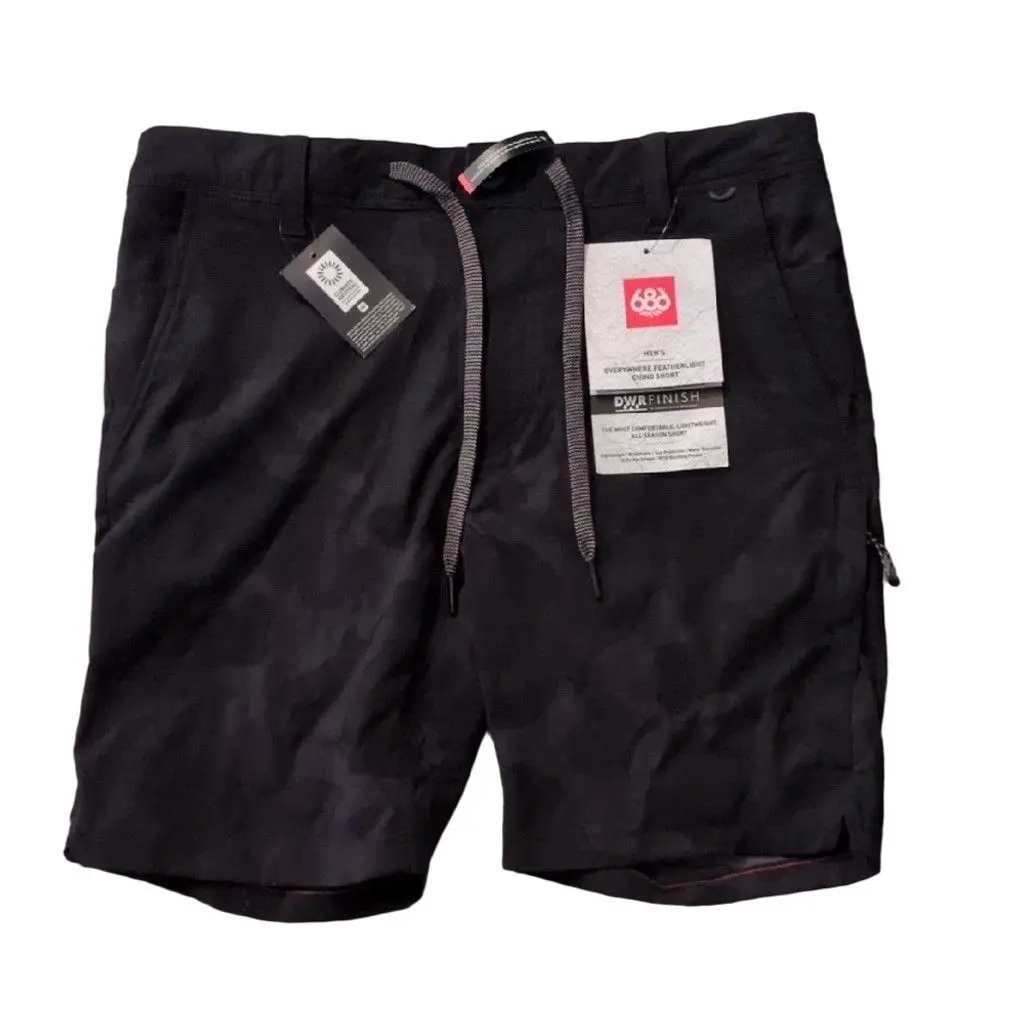686 Everywhere Featherlight Black Chino Shorts Size 30X8, Men's
