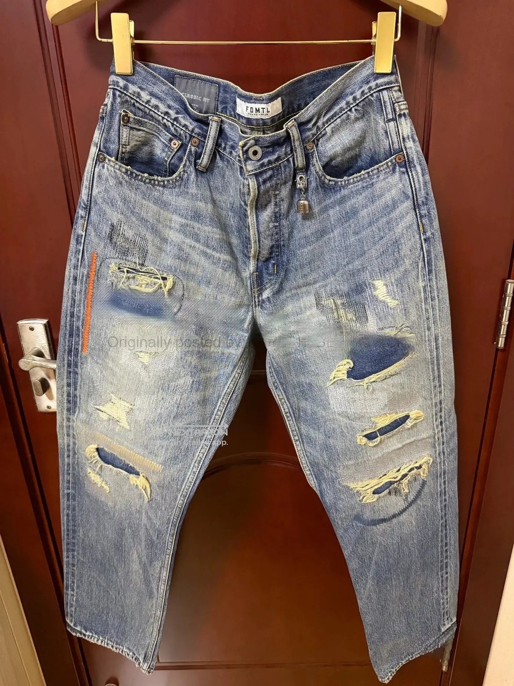 Fdmtl Red Line Destroyed Denim Jeans Gggg162608 in Blue, Men's (Size 30)