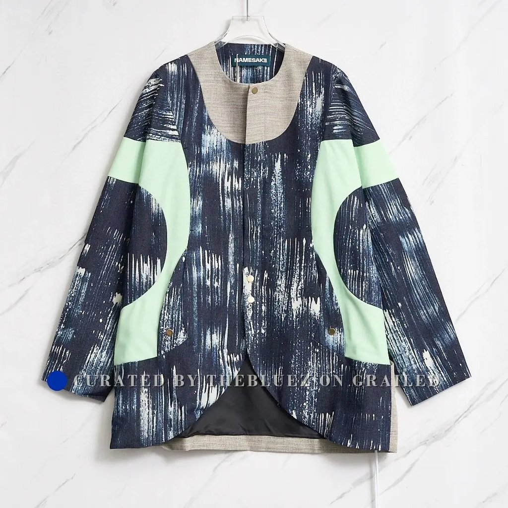 Namesake Men's Brushstroke Print Jacket in Blue, Men's