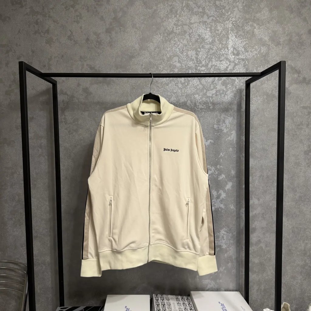 Palm Angels Cream Track Jacket in Beige, Men's (Size Xl)