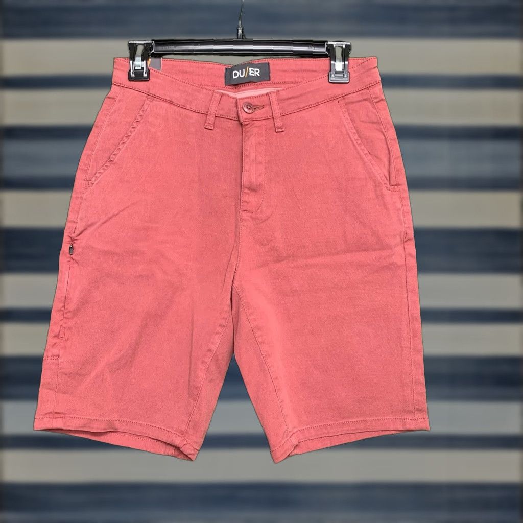 Vintage Duer Men’S Shorts Chino Casual Travel Stretch Zip Pocket 9” Red Large, Men's (Size 29)