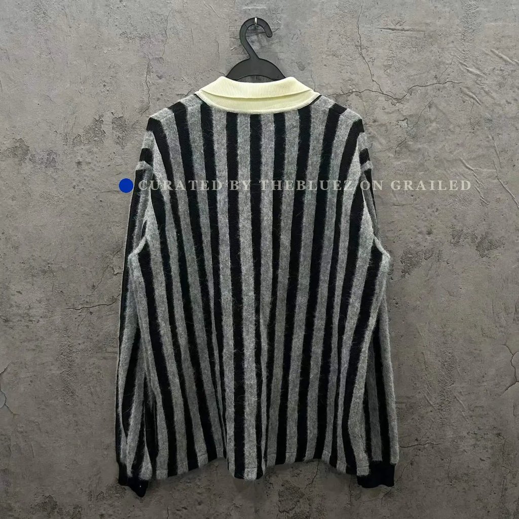 Maison Kitsune Striped Polo Knit Long Sleeve, Men's