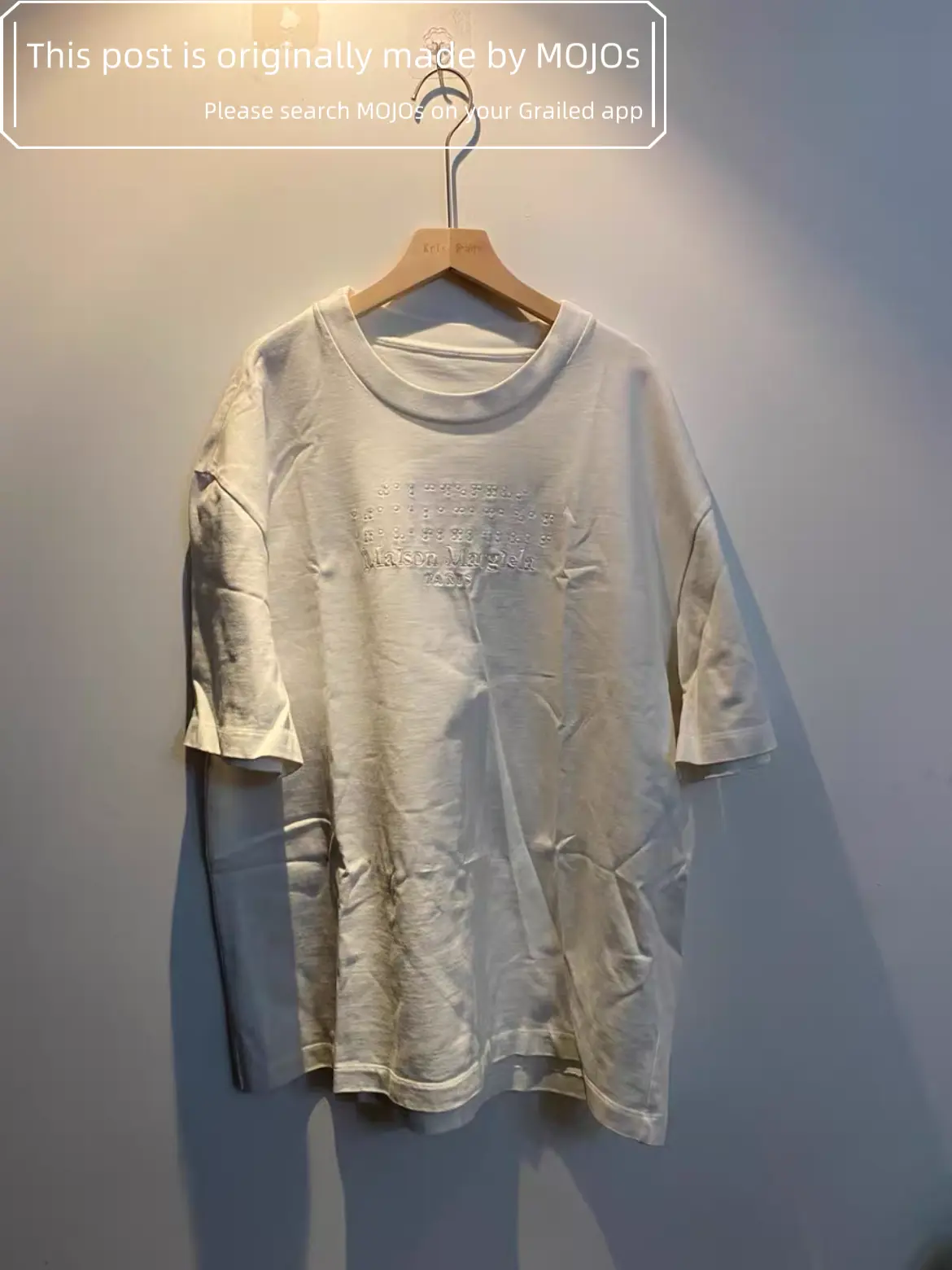 Sz 44 Maison Margiela Line 10 Logo Stich Tee in White, Men's