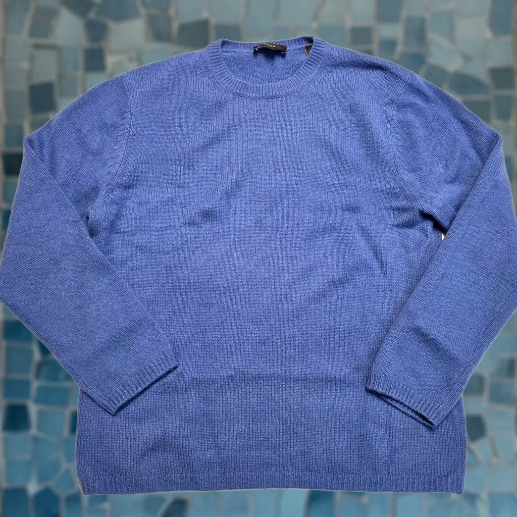 Vince Sweater Pullover Crew Neck Heavy Knit 100% Cashmere Adult Large L Blue Mens, Men's
