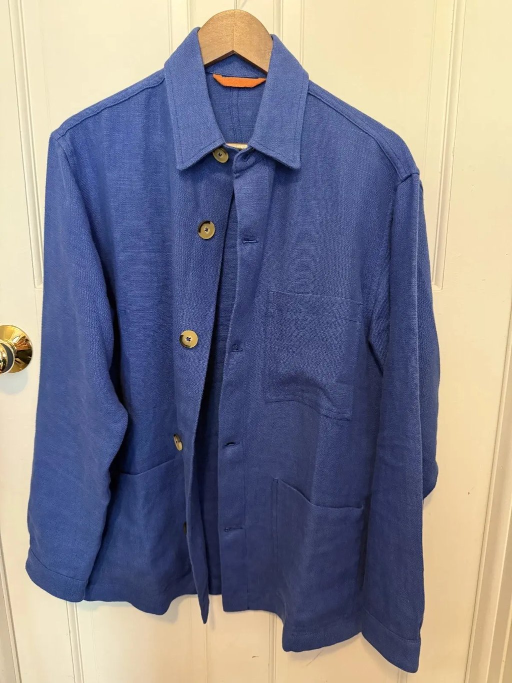Original Fibres/Flax London Linen Railway Jacket Indigo M in Blue, Men's
