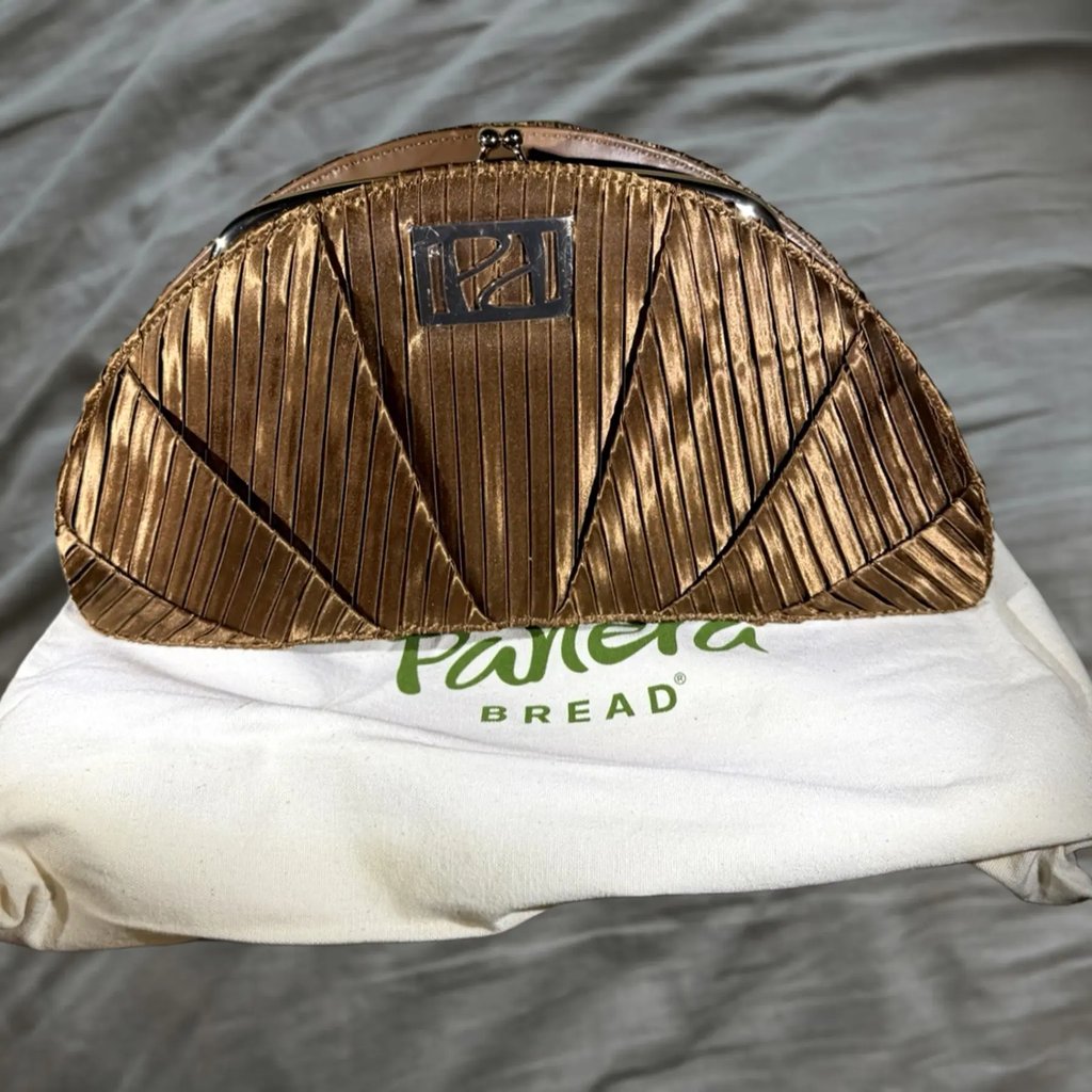Panera Bread Limited Croissant Clutch Purse Bag Brown New In Hand Womens, Women's