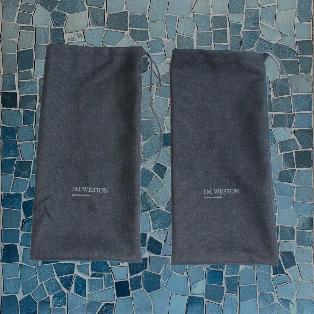 J.M. Weston Dust Bag Set Navy Blue Cotton Drawstring Shoe Pair Cloth Jm, Men's