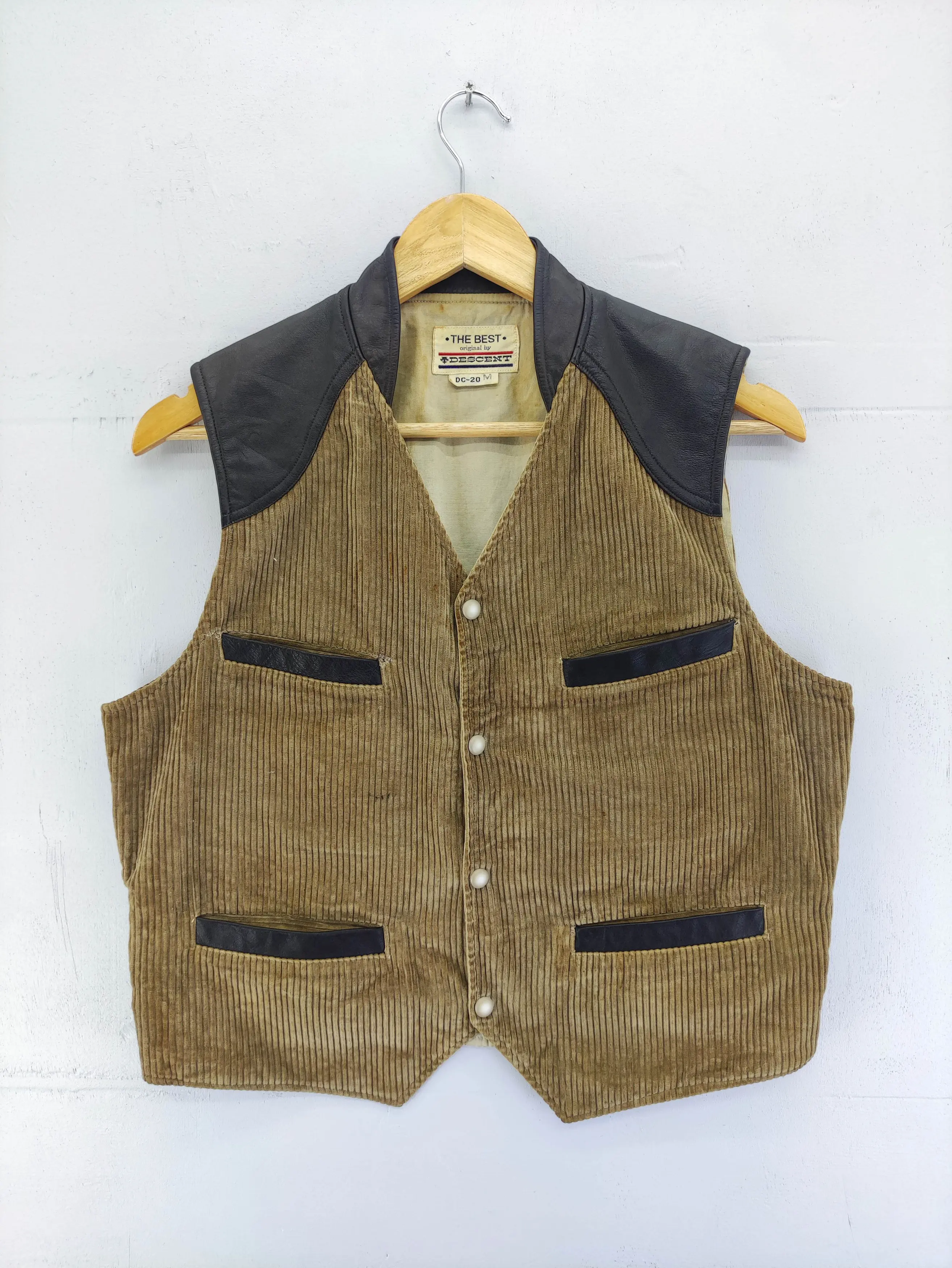 Vintage Descente Corduroy Snap Button Vest in Brown, Men's (Size Medium)