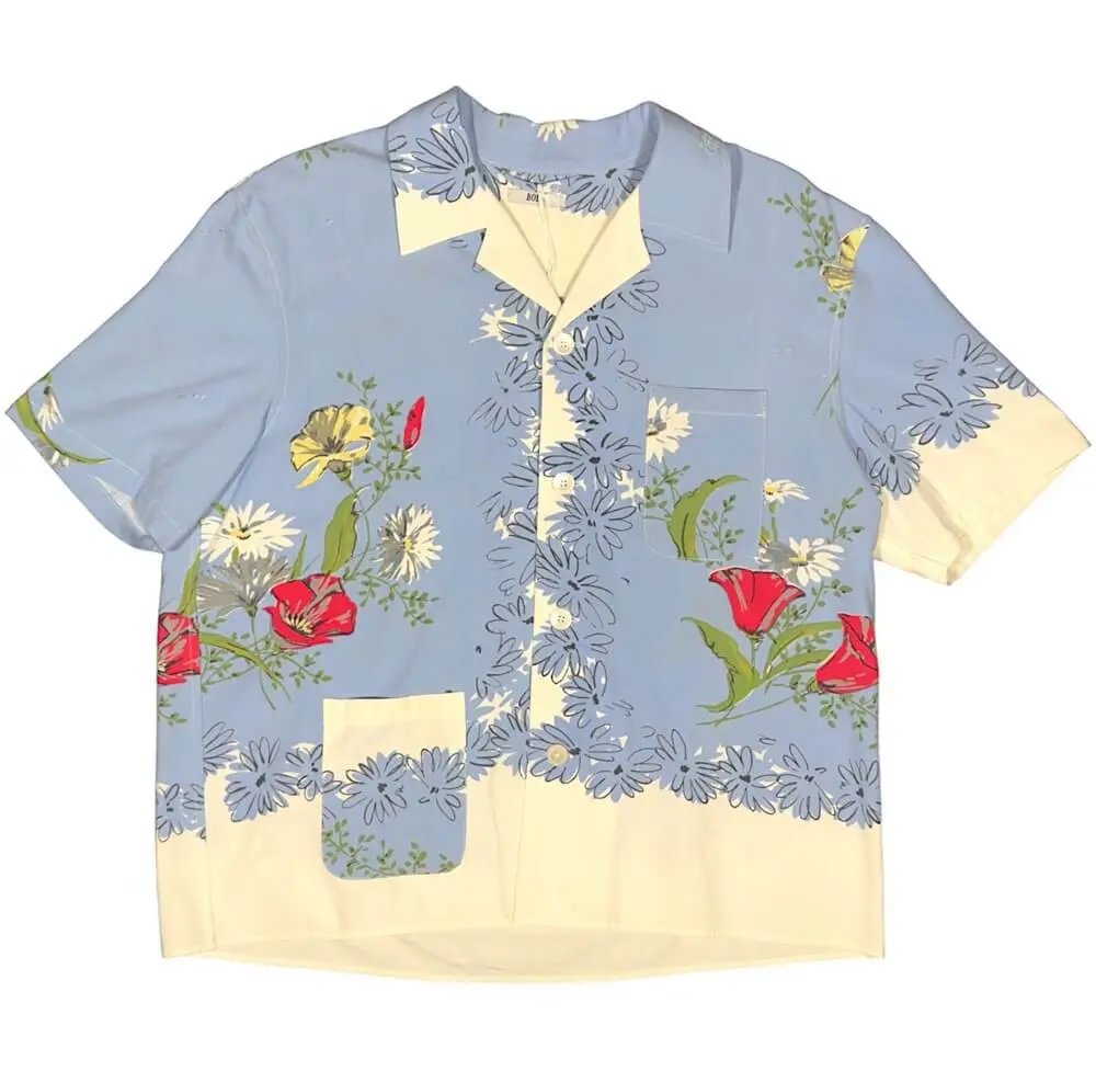 1/1 Vintage Fabric Handmade Floral Shirt 'shadow Bush', Men's
