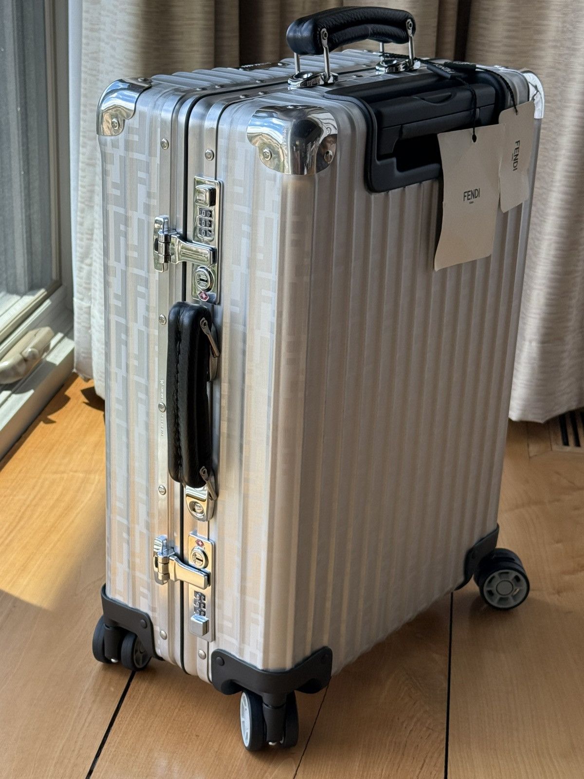 Rimowa X Fendi Silver Cabin Carryon Trolley Luggage, Men's