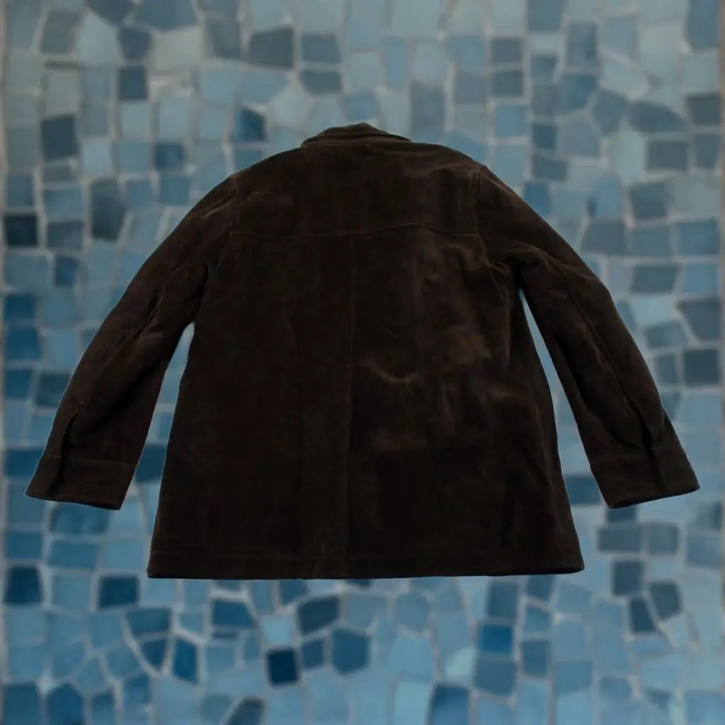 Vintage Banana Republic Jacket Mens Medium Brown Suede Leather Full Zip Pockets Retro, Men's