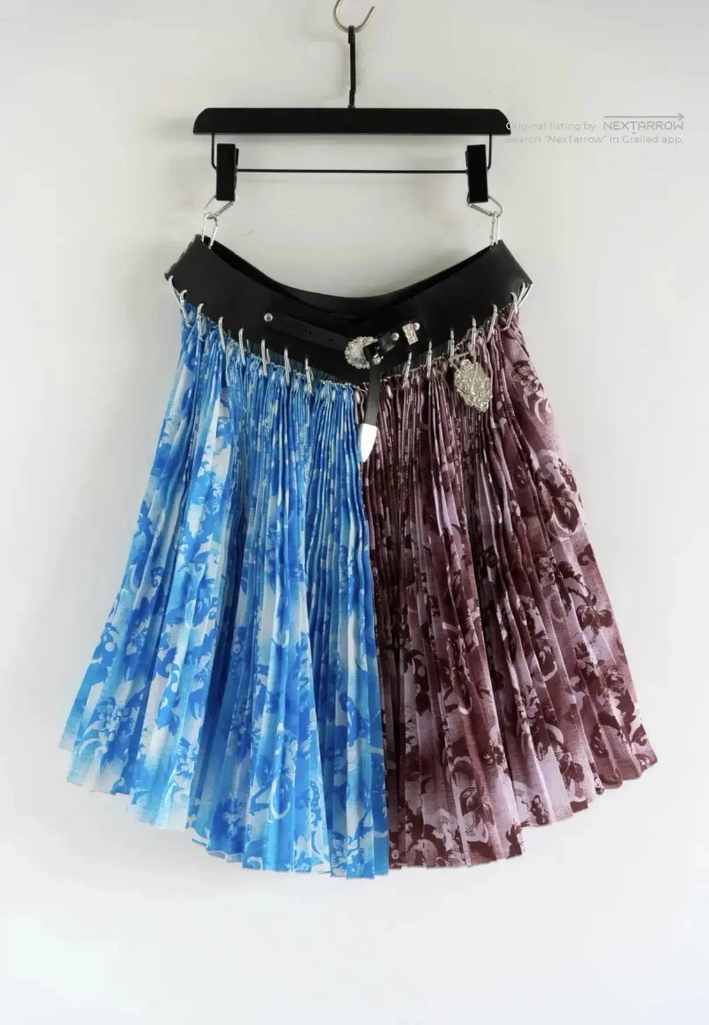 Chopova Lowena-Blocked Carabiner Pleated Skirt Kkkk132608 in Blue, Women's (Size 27)