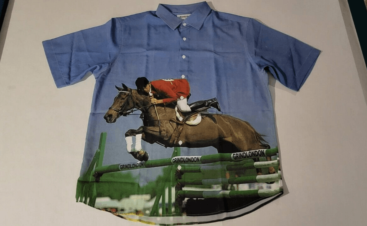 Grindlondon Form Horse Back Rider Polo Button Shirt Palace, Men's (Size XL)
