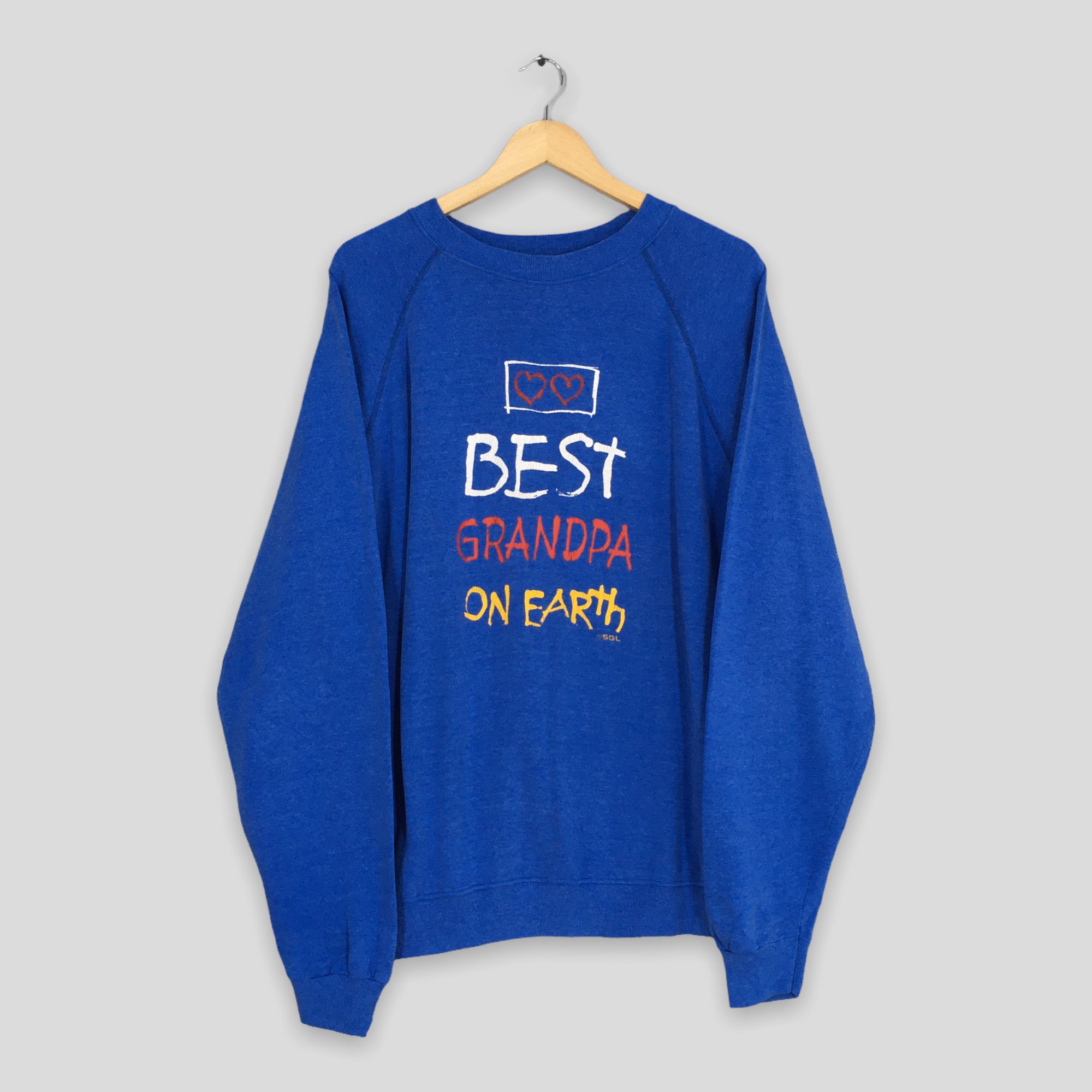 Hanes Vintage 90's Best Grandpa On Earth Blue Sweatshirt Xlarge, Men's