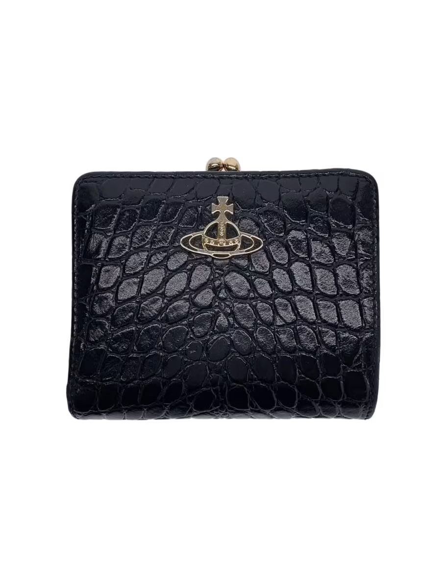 Vivienne Westwood Crocodile Embossed Orb Leather Wallet in Black, Men's
