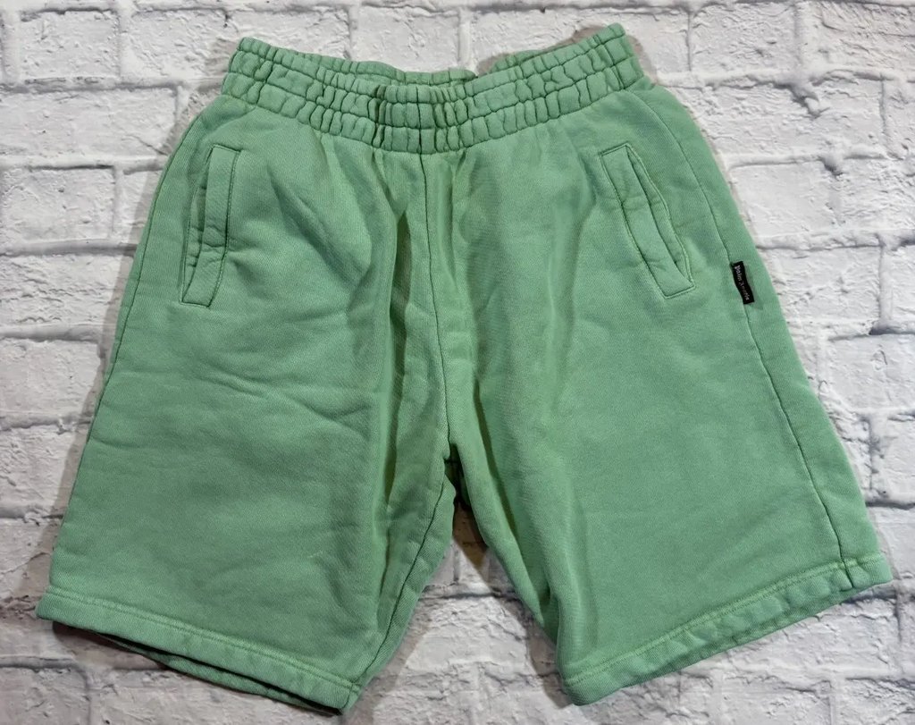 Palm Angels Heavyweight French Terry Cotton Sweatshorts in Green, Men's (Size 32)
