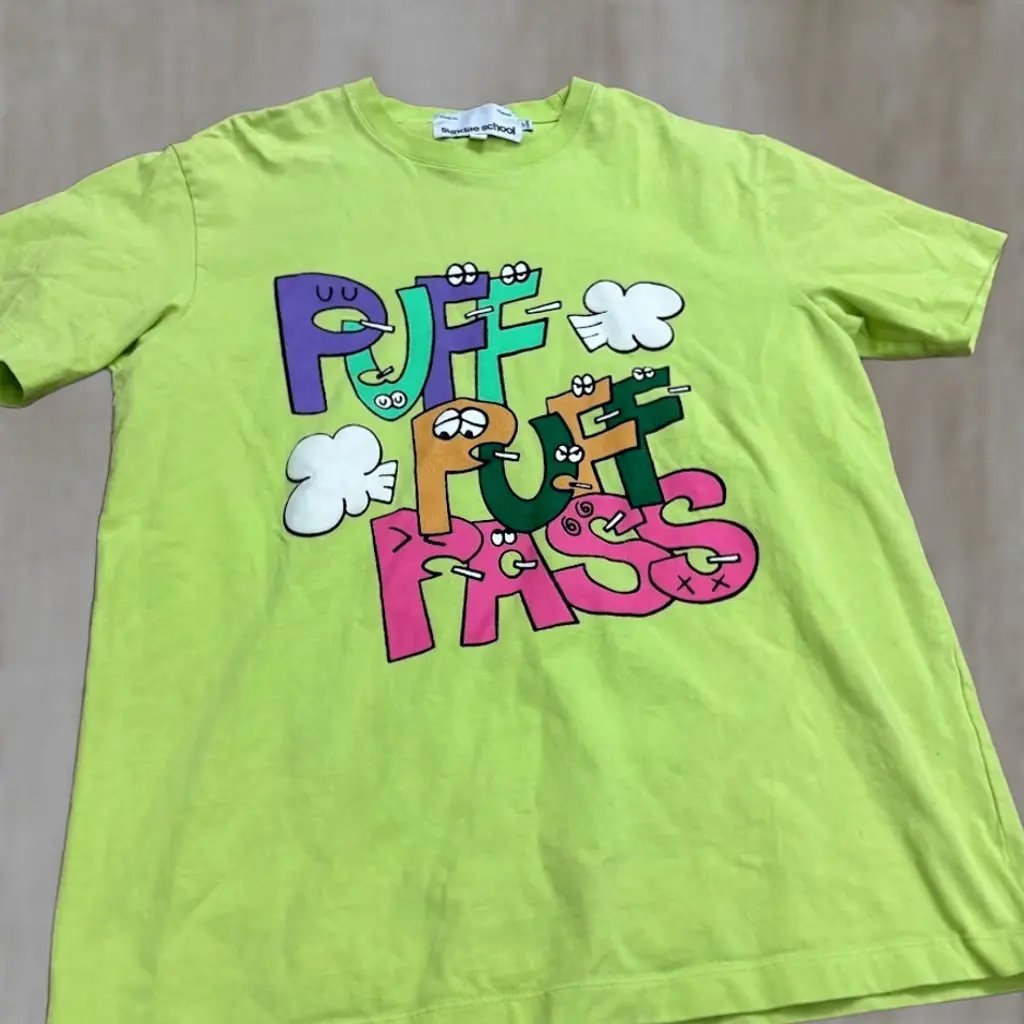 Sundae School T-Shirt Mens Small Green Puff Puff Pass Graphic Logo, Men's