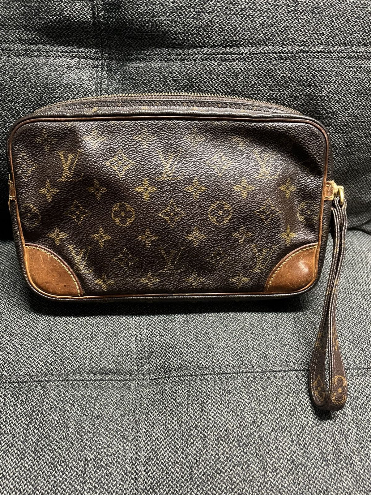Louis Vuitton Marly Dragonne Monogram Clutch Bag in Brown, Men's